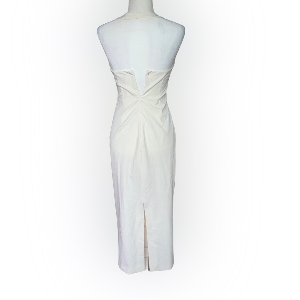 Zara Cream Keyhole Cutout Front Midi Dress NWT Size S Classic Chic Style - Picture 4 of 9
